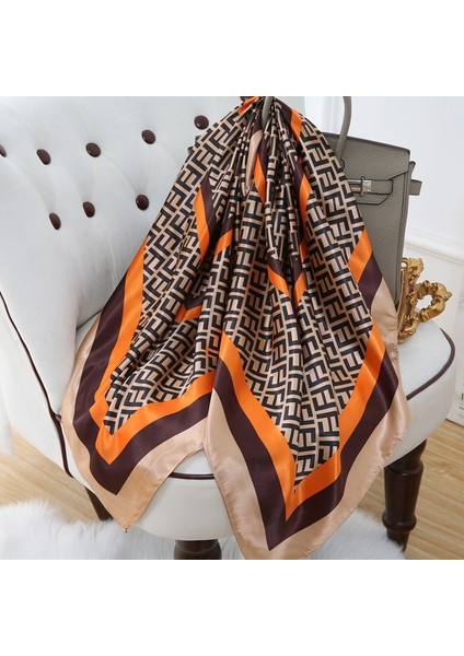 Baskı Ipek Kare Eşarp Kadın Saten Şal Şal Başörtüsü Kadın Saç Bandı Bilek Lüks Başörtüsü 90*90CM Echarpe 2023 Bandana (Yurt Dışından) fiyatları