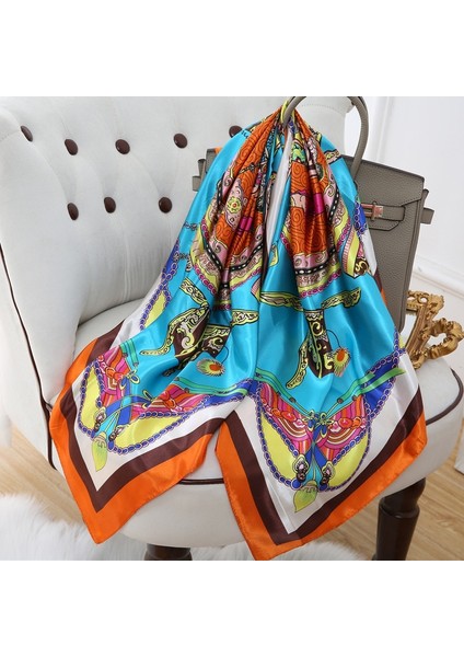 Baskı Ipek Kare Eşarp Kadın Saten Şal Şal Başörtüsü Kadın Saç Bandı Bilek Lüks Başörtüsü 90*90CM Echarpe 2023 Bandana (Yurt Dışından) indirimleri