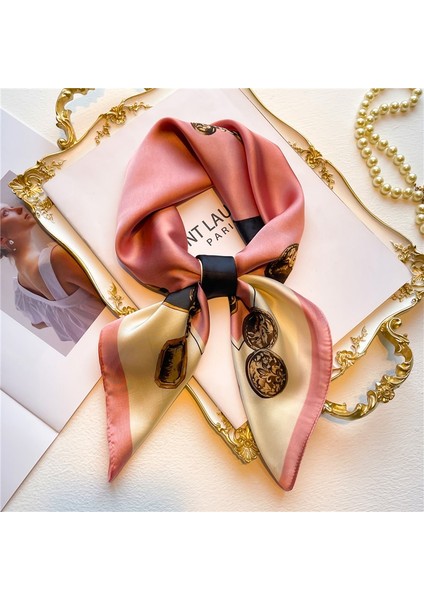 2022 Lüks 70 cm Ipek Kare Eşarp Kadın Baskı Saten Boyun Kravat Kadın Saç WRISR4T Bandana Mendil Şal Wrap Başörtüsü Echarpe (Yurt Dışından)