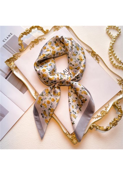 2022 Lüks 70 cm Ipek Kare Eşarp Kadın Baskı Saten Boyun Kravat Kadın Saç WRISR4T Bandana Mendil Şal Wrap Başörtüsü Echarpe (Yurt Dışından) modelleri