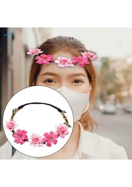 Çiçek Bandı Bohemian Headdress Kafa Çelenk Brid Garland Charm Başlığı Cadılar Bayramı Kostüm Tatil Kadın Saç Aksesuarı Için, Gül Kırmızı (Yurt Dışından) fırsatları