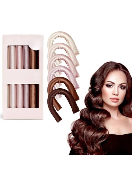 Yeni 6 Adet Flexi Çubuklar Saten Kaplı Bigudiler Isısız Saç Maşaları Isısız Bukleler Uyku Yumuşak Kafa Bandı Dıy Saç Şekillendirici Araçları (Yurt Dışından)