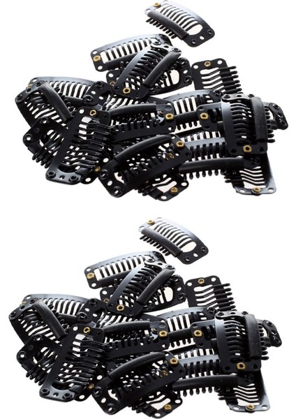 Dıy Kullanımı Için Saç Uzatma Çıtçıtlı Klips Için 40 Adet Siyah Dokuz Diş Klip (Siyah) 32MM L (Yurt Dışından)