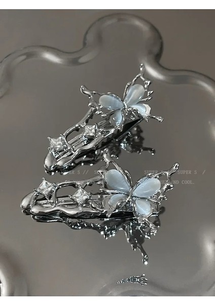 Sıvı Metal Kedi Gözü Kelebek Zirkon Firkete Headdress 2023 Trendy Tasarım Y2K Kızlar Narin Saç Tokası Kadın Saç Aksesuarları (Yurt Dışından)