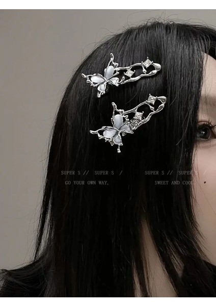 Sıvı Metal Kedi Gözü Kelebek Zirkon Firkete Headdress 2023 Trendy Tasarım Y2K Kızlar Narin Saç Tokası Kadın Saç Aksesuarları (Yurt Dışından) fiyatları