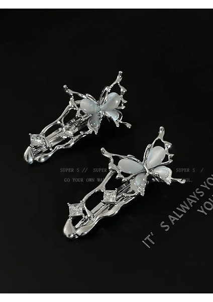 Sıvı Metal Kedi Gözü Kelebek Zirkon Firkete Headdress 2023 Trendy Tasarım Y2K Kızlar Narin Saç Tokası Kadın Saç Aksesuarları (Yurt Dışından) fırsatları