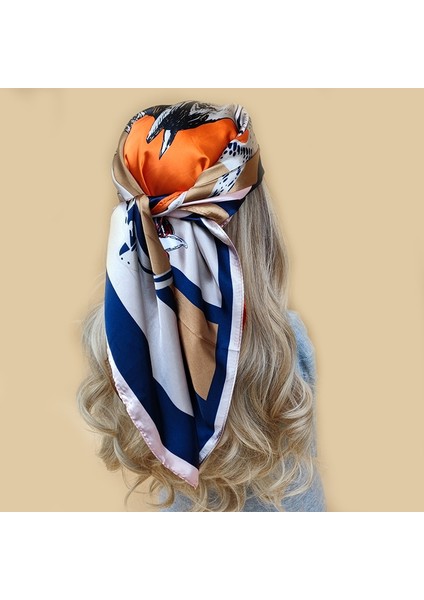 Renkli Başörtüsü Siyah Kare 90*90 Ipek Fular Saten Bandana Cheveux Atkısı Başörtüsü Aksesuarları Kadın Saç Eşarp (Yurt Dışından) fırsatları