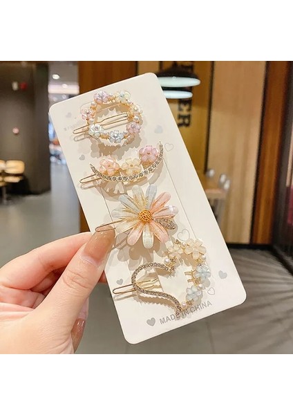 Inci Saç Tokası Kız Peri Çiçek Ay Elmas Firkete Saç Tokası Üst Klip Headdress Lüks Saç Aksesuarları Kadın Saç Tokası (Yurt Dışından)