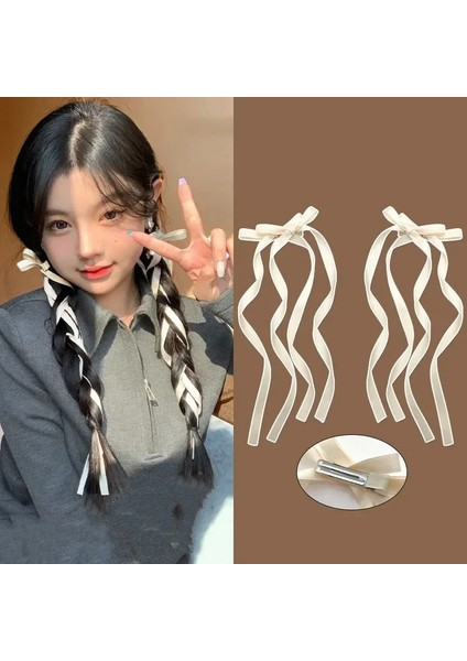 Adet Yeni Şerit Uzun Yay Saç Pençe Yan Klipler Kadın Kızlar Için Çocuk Çocuk Firkete Hediye Parti Saç Aksesuarları Şapkalar Süs (Yurt Dışından)