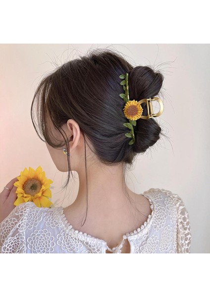 Kadınlar Büyük Ayçiçeği Çiçek Saç Pençe Firkete Klipler Saç Şekillendirici Kadın Kızlar Saç Aksesuarları 2022 Metal Tutucu Headdress (Yurt Dışından)