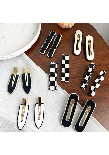 Adet Hiçbir Viraj Saç Klipleri Geometrik Ekose Saç Tokası Kadın Kızlar Için Tokalarım Şapkalar Kızlar Tatlı Saç Tokası Saç Aksesuarları (Yurt Dışından)