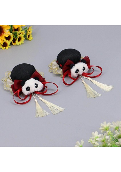 2x Çin Tarzı Saç Klipleri Panda Barrette Hanfu Qipao Püskül Yapış Tokalar Kırmızı (Yurt Dışından) fırsatları