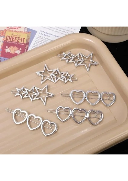 Y2K Içi Boş Kalp Yıldız Metal Saç Tokası Tatlı Kızlar Gümüş Renk Aşk Pentagram Tokalar Moda Geometrik Saç Aksesuarları Hediyeler (Yurt Dışından) modelleri