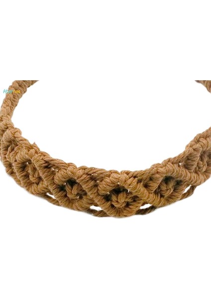 El Örgülü Pamuk Halat Kafa Bandı Yoga Için Rahat Boho Aksesuarları Düz Renk, Karamel (Yurt Dışından)