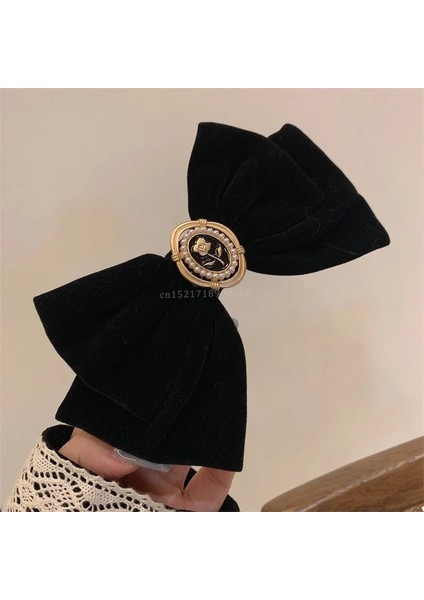 Siyah Kadife Yay Saç Tokası Zarif Kumaş Alaşım Güller Saç Klipleri Kadınlar Için Moda At Kuyruğu Tokası Şapka Aksesuarları (Yurt Dışından) fırsatları