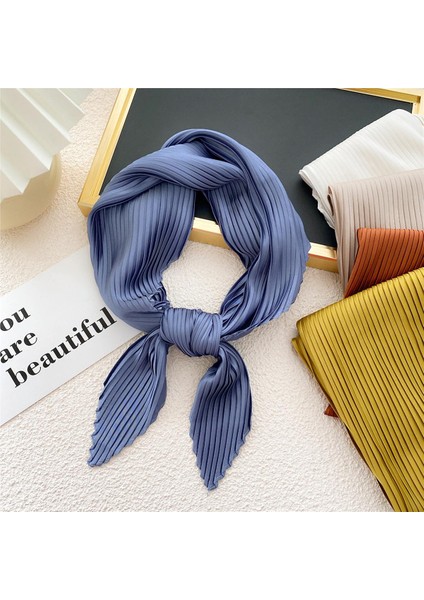 Çeşitli Renkler Kare Eşarp Moda Tasarımı Ipek Pilili Boyun Aşınma Eşarp Hediye Olarak Buruşuk Saç Eşarp Fular Saten Başörtüsü Bandana (Yurt Dışından)