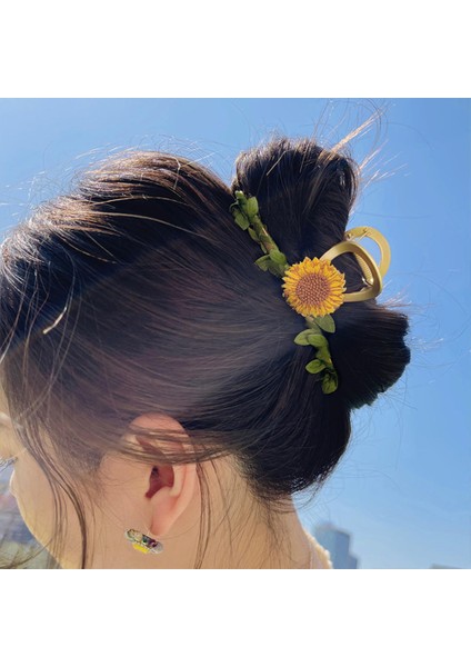 Kadınlar Büyük Ayçiçeği Çiçek Saç Pençe Firkete Klipler Saç Şekillendirici Kadın Kızlar Saç Aksesuarları 2022 Metal Tutucu Headdress (Yurt Dışından) fırsatları