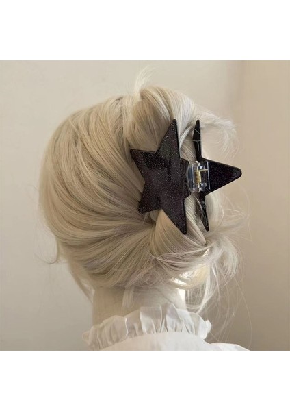 Yeni Kadın Pentagram Y2K Büyük Parlak Beş Köşeli Yıldız Saç Tokası Pençe Akrilik Asetik Asit Köpekbalığı Klip Kore Klip Saç Aksesuarları (Yurt Dışından) modelleri