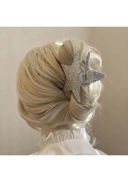 Yeni Kadın Pentagram Y2K Büyük Parlak Beş Köşeli Yıldız Saç Tokası Pençe Akrilik Asetik Asit Köpekbalığı Klip Kore Klip Saç Aksesuarları (Yurt Dışından) fırsatları