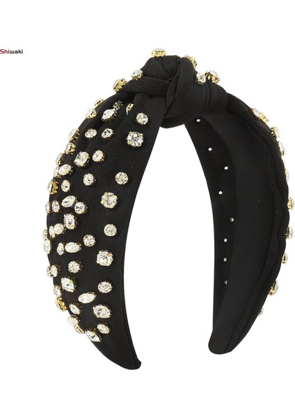 Kristal Kafa Bandı Headdress Kadınlar Düğün Gezisi Plaj Tatili Için Parlak Siyah (Yurt Dışından)