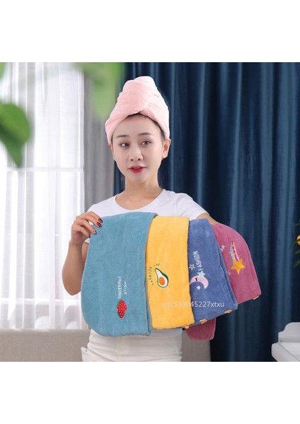 Kadın Kız Sihirli Emici Mikrofiber Duş Başlığı Havlu Banyo Şapkaları Kuru Saç Bonesi Hızlı Kuruyan Yumuşak Bayan Uzun Kalın Saç Türban (Yurt Dışından)
