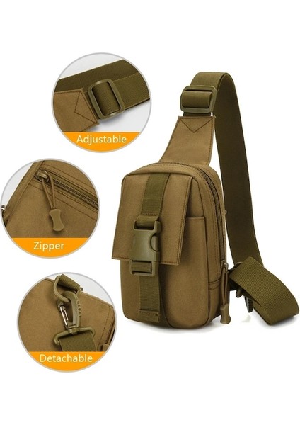 Tan-Taktik Göğüs Çantası Askeri Trekking Paketi Edc Spor Çantası Omuz Çantası Crossbody Paketi Saldırı Kılıfı Yürüyüş Bisiklet Kamp Için (Yurt Dışından)