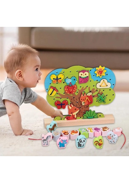 Suntek Ahşap Threading Puzzle Board Game Erken Eğitici (Yurt Dışından)
