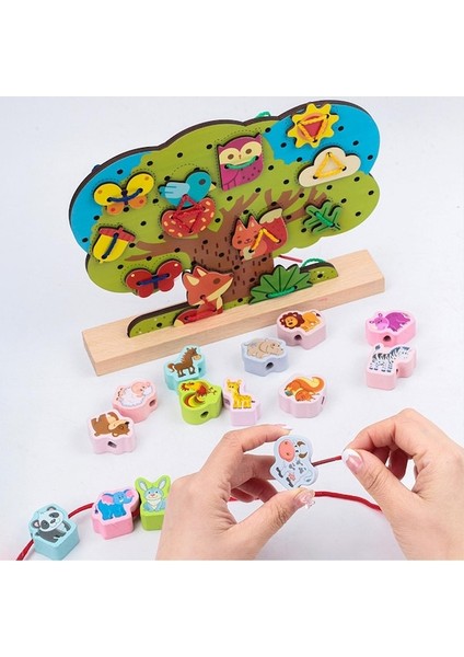 Suntek Ahşap Threading Puzzle Board Game Erken Eğitici (Yurt Dışından)
