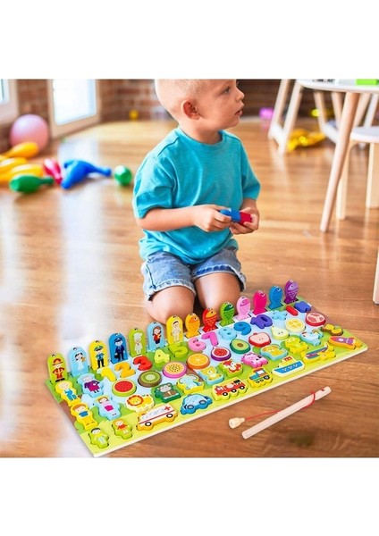 Suntek 7'si 1 Arada Ahşap Tahta Bulmaca Balık Tutma Oyunu (Yurt Dışından)