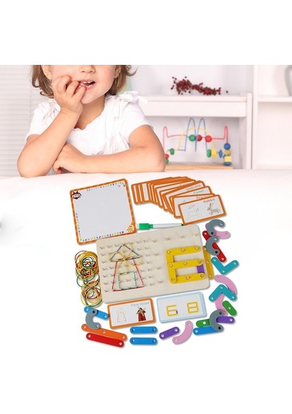 Suntek Desen Kartları ve Lastik Bantlar ile Ahşap Geoboard, (Yurt Dışından)