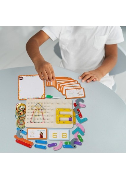 Suntek Desen Kartları ve Lastik Bantlar ile Ahşap Geoboard, (Yurt Dışından)