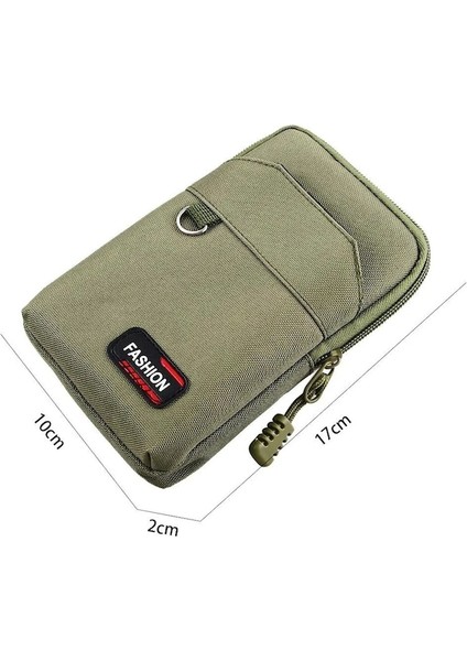 Tek Haki-Tek Çift Katmanlı Haki Erkek Telefon Kılıfı Naylon Colth Bel Fanny Paketi Edc Molle Çanta Cep Telefonu Çanta Kemer Bel Çantası (Yurt Dışından) fırsatları