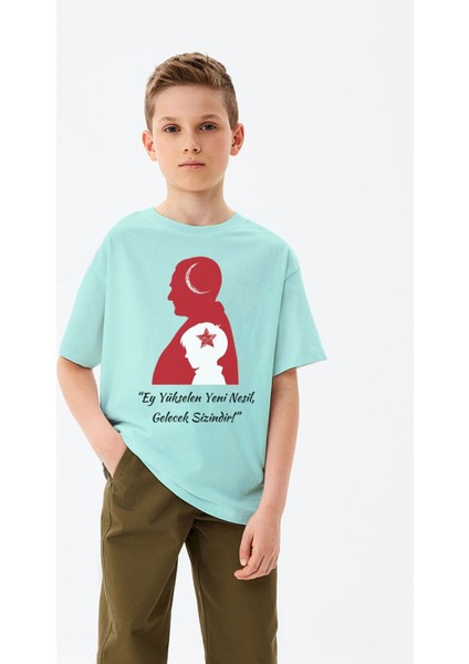 Ey Yükselen Nesil Gelecek Sizindir Baskılı 23 Nisan Özel Erkek Çocuk T-Shirt modelleri