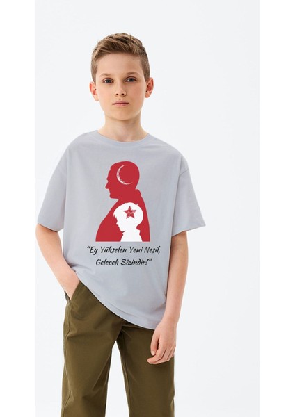 Ey Yükselen Nesil Gelecek Sizindir Baskılı 23 Nisan Özel Erkek Çocuk T-Shirt fırsatları