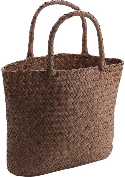 Rahat Hasır Çanta Doğal Hasır Bez Çantalar Kadın Örgülü Çanta Bahçe El Yapımı Mini Dokuma Rattan Çanta (Yurt Dışından)