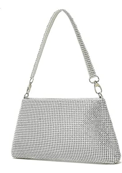 Kadınlar Için Rhinestone Debriyaj Çantalar Bling Akşam El Çantası Crossbody Çanta Düğün Balo Parti Kulübü Çantalar Çanta Gümüş (Yurt Dışından)