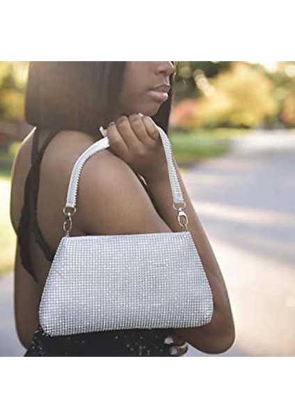 Kadınlar Için Rhinestone Debriyaj Çantalar Bling Akşam El Çantası Crossbody Çanta Düğün Balo Parti Kulübü Çantalar Çanta Gümüş (Yurt Dışından) fiyatları