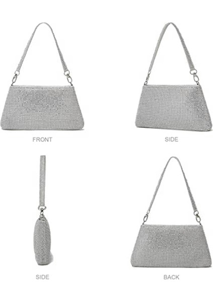 Kadınlar Için Rhinestone Debriyaj Çantalar Bling Akşam El Çantası Crossbody Çanta Düğün Balo Parti Kulübü Çantalar Çanta Gümüş (Yurt Dışından) fırsatları