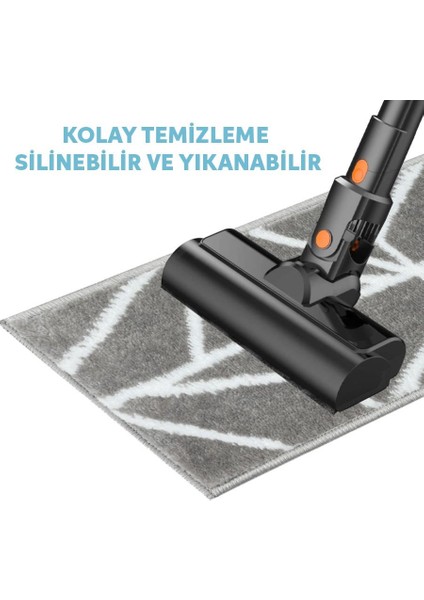 Home GH39A-GRYB-GRY3 Üçgen Desenli Kaydırmaz Tabanlı 3'lü Merdiven Halısı - Gri/siyah