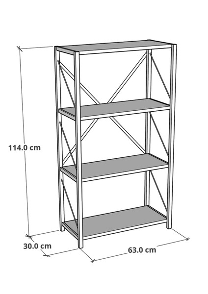 Metal Kitaplık 4 Raflı Dekoratif Kitaplık Raf Atlantik Çam fırsatları