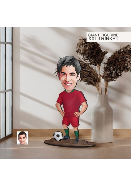 Kişiye Özel Futbolcu Karikatürlü Büyük Boy Ahşap Biblo-12 Arkadaşa Hediye , Sevgiliye Hediye, Kişiye Özel Biblolar