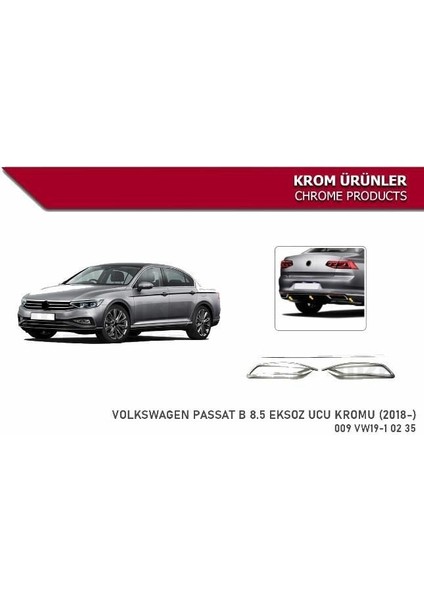 Vw Passat B8.5 Eksoz Ucu Difuzor Kromu 2018 Sonrası Niken