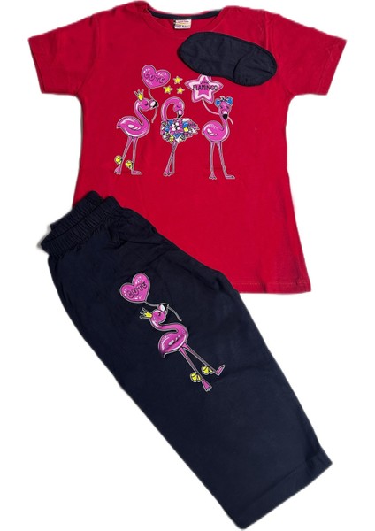 Kız Çocuk Pijama Takımı Kısa Kollu Takım Baskılı Tampap 2226