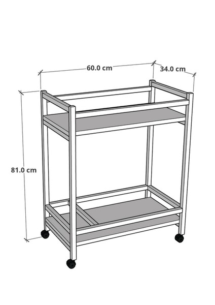 Servis Sunum Arabası Ev Tipi Iki Katlı Şişe Bölmeli Servant Bar Cart Bendir