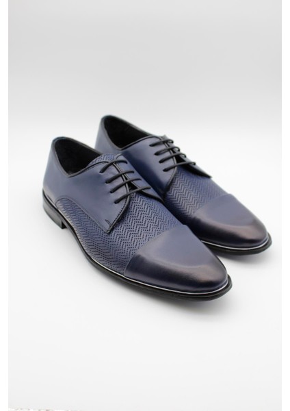 Koyu Lacivert Hakiki Deri Analin Neolit Taban Bağcıklı Klasik Ayakkabı 1033235109 modelleri