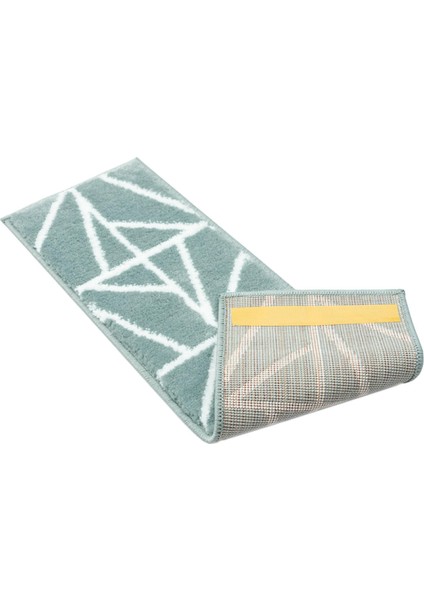 Home GH39A-WT-GRY1 Üçgen Desenli Kaydırmaz Tabanlı 1'li Merdiven Halısı - Beyaz/deniz Mavisi
