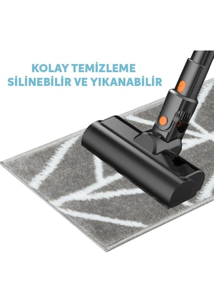 Home GH39A-WT-GRY1 Üçgen Desenli Kaydırmaz Tabanlı 1'li Merdiven Halısı - Beyaz/deniz Mavisi