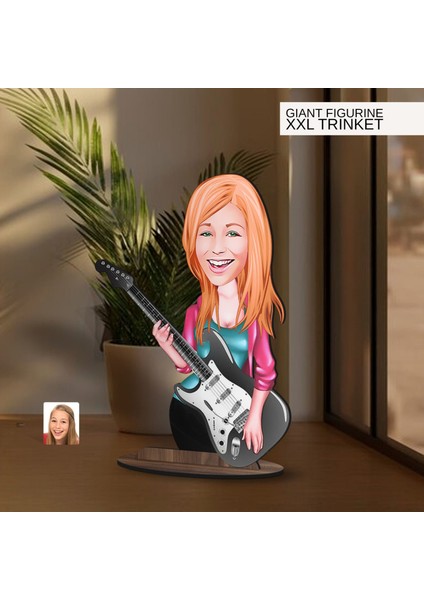 Kişiye Özel Gitarist Karikatürlü Büyük Boy Ahşap Biblo-2 Arkadaşa Hediye , Sevgiliye Hediye, Kişiye Özel Biblolar modelleri