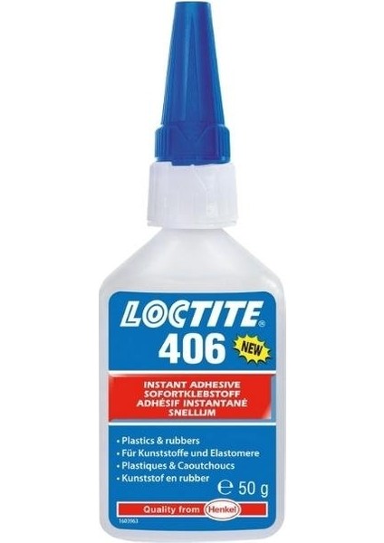 Loctıte 406 Plastik Kauçuk Yüzeylere Hızlı Yapıştırıcı - 50 Gr.