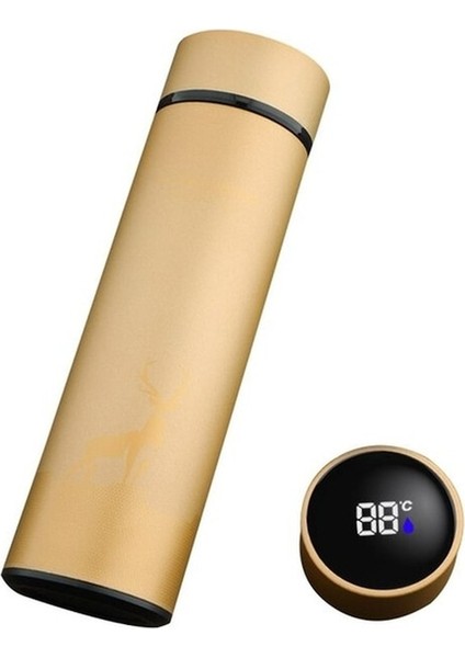 Orz 500ML Termos Su Şişesi Paslanmaz Çelik Termos Bardak LED Dijital Sıcaklık Göstergesi Sarı (Yurt Dışından)